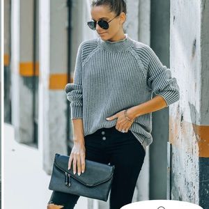 NWT VICI BELLANIE COTTON BLEND KNIT SWEATER - CHARCOAL size Large